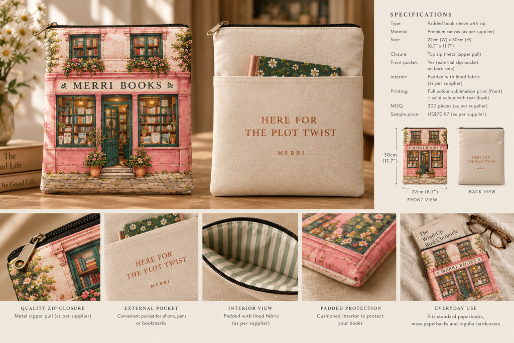 MERRI Padded Book Pouch: The Bookshop Edition, photo 4