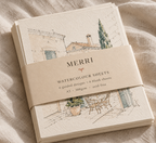 MERRI Watercolour Paint Set, watercolour sheets flat lay