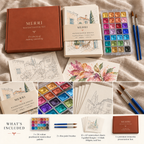 MERRI Watercolour Paint Set, metallic colours flat lay
