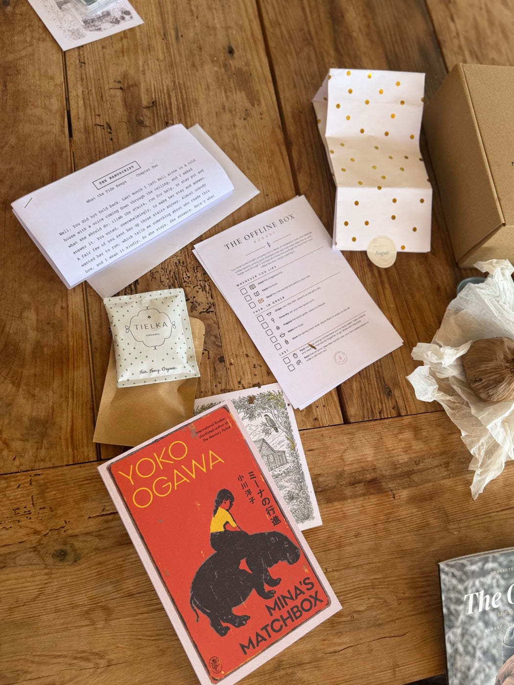 An Offline Box laid out on a table